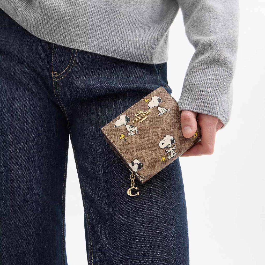 Coach x Peanuts Snap Wallet in Signature Canvas with Snoopy Print CBN32 NWT