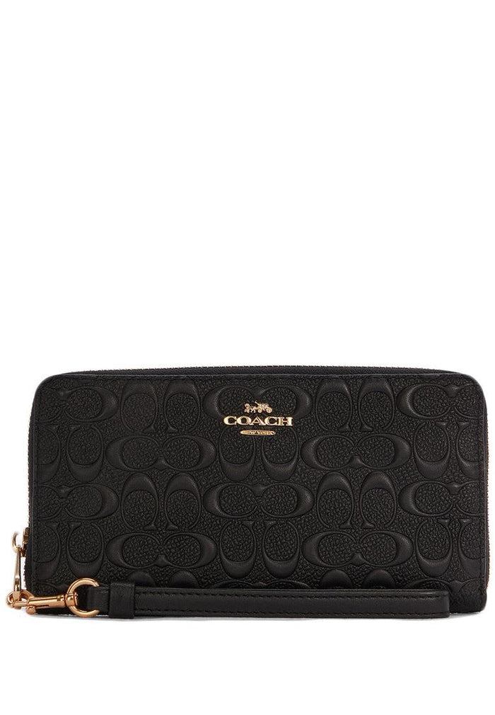 Coach F53834 Long Zip Around Wallet in Signature Leather Black Women's Zip Around Wallet New Japan