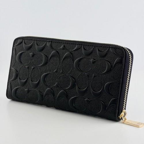 Coach F53834 Long Zip Around Wallet in Signature Leather Black Women's Zip Around Wallet New Japan
