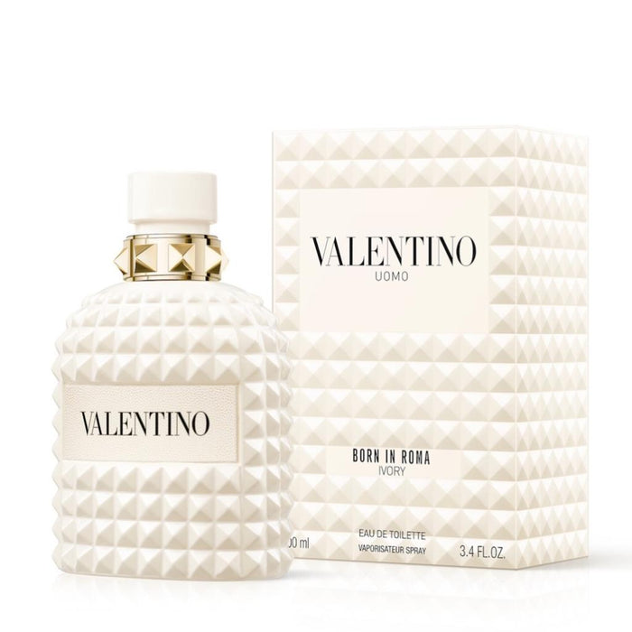 Valentino Uomo Born In Roma Ivory Eau de Toilette Spray for Men, 3.4 oz (100ml)