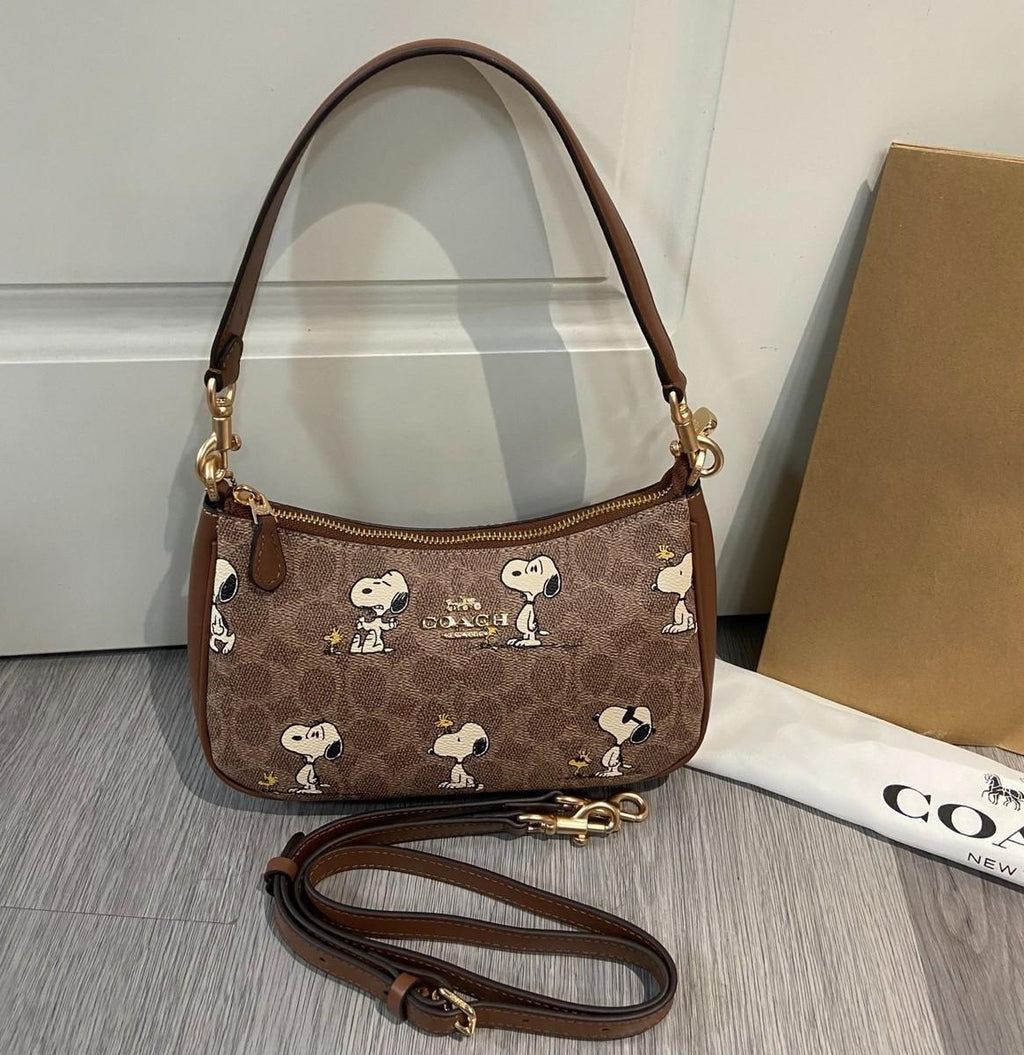 Coach x Peanuts Teri Shoulder Bag in Signature Canvas with Snoopy Print