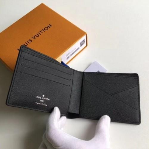 Louis Vuitton Multiple Wallet N62663 Damier Graphite Canvas Men's Bifold Wallet Black/Grey