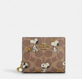 Coach x Peanuts Snap Wallet in Signature Canvas with Snoopy Print CBN32 NWT