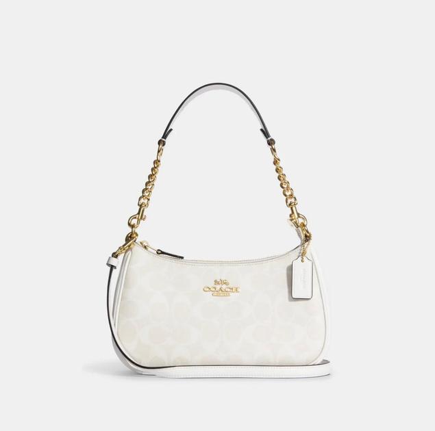 NWT COACH Women’s Teri Shoulder Bag In Signature Canvas In White/Chalk