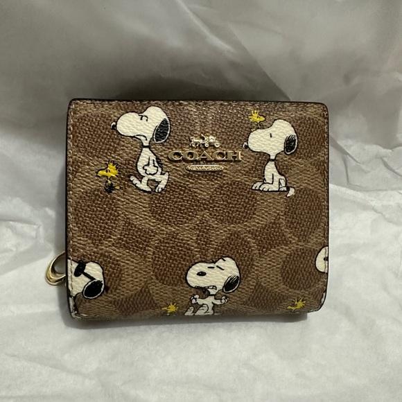 Coach x Peanuts Snap Wallet in Signature Canvas with Snoopy Print CBN32 NWT