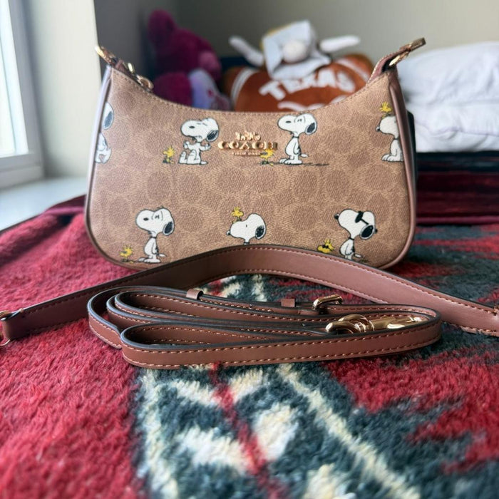 Coach x Peanuts Teri Shoulder Bag in Signature Canvas with Snoopy Print