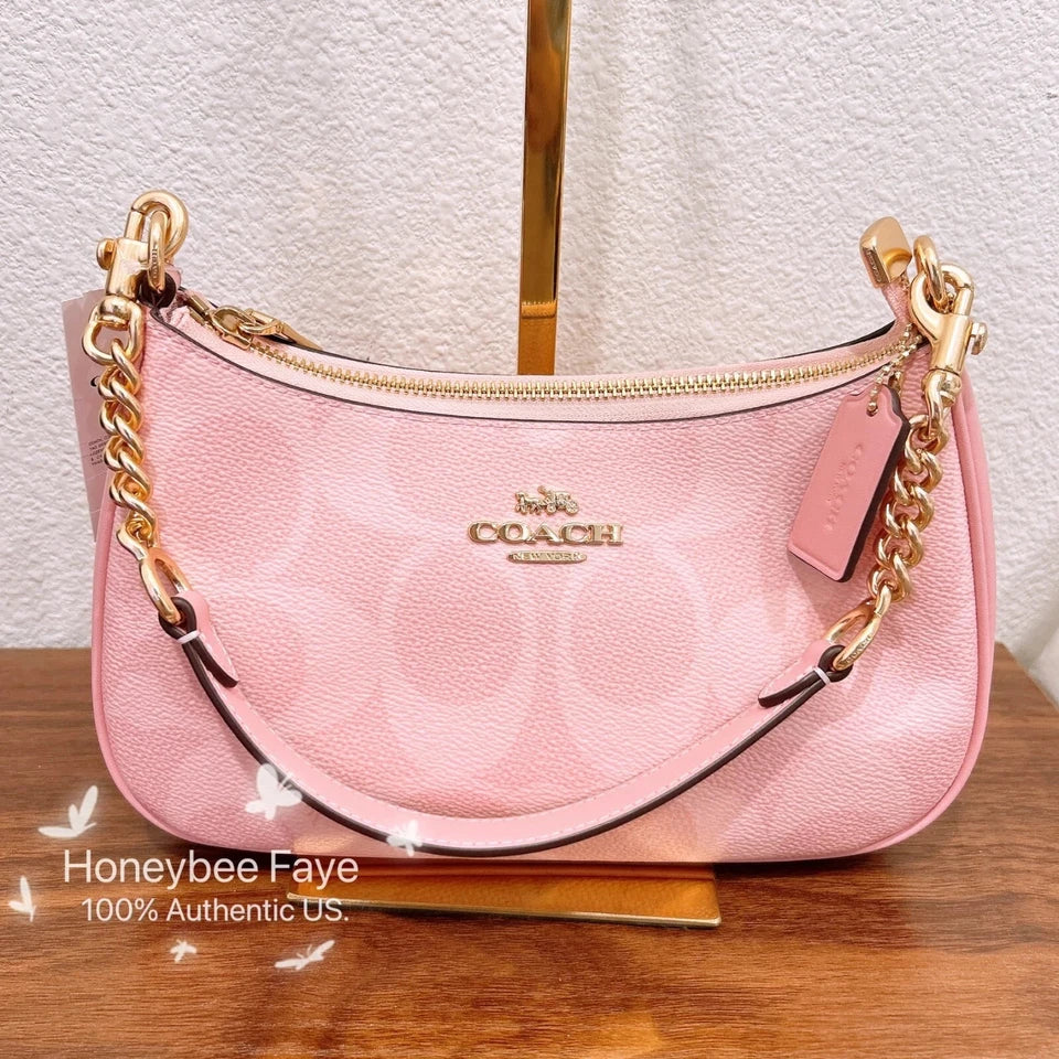 NWT Coach Teri Shoulder Bag In Signature Canvas CAL51/Cv933 pink