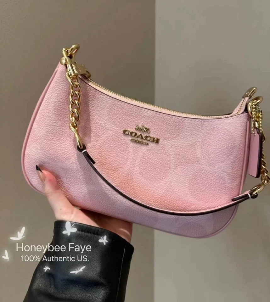 NWT Coach Teri Shoulder Bag In Signature Canvas CAL51/Cv933 pink