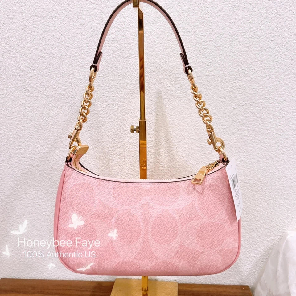 NWT Coach Teri Shoulder Bag In Signature Canvas CAL51/Cv933 pink
