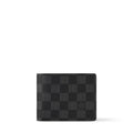 Louis Vuitton Multiple Wallet N62663 Damier Graphite Canvas Men's Bifold Wallet Black/Grey