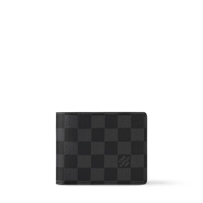 Louis Vuitton Multiple Wallet N62663 Damier Graphite Canvas Men's Bifold Wallet Black/Grey
